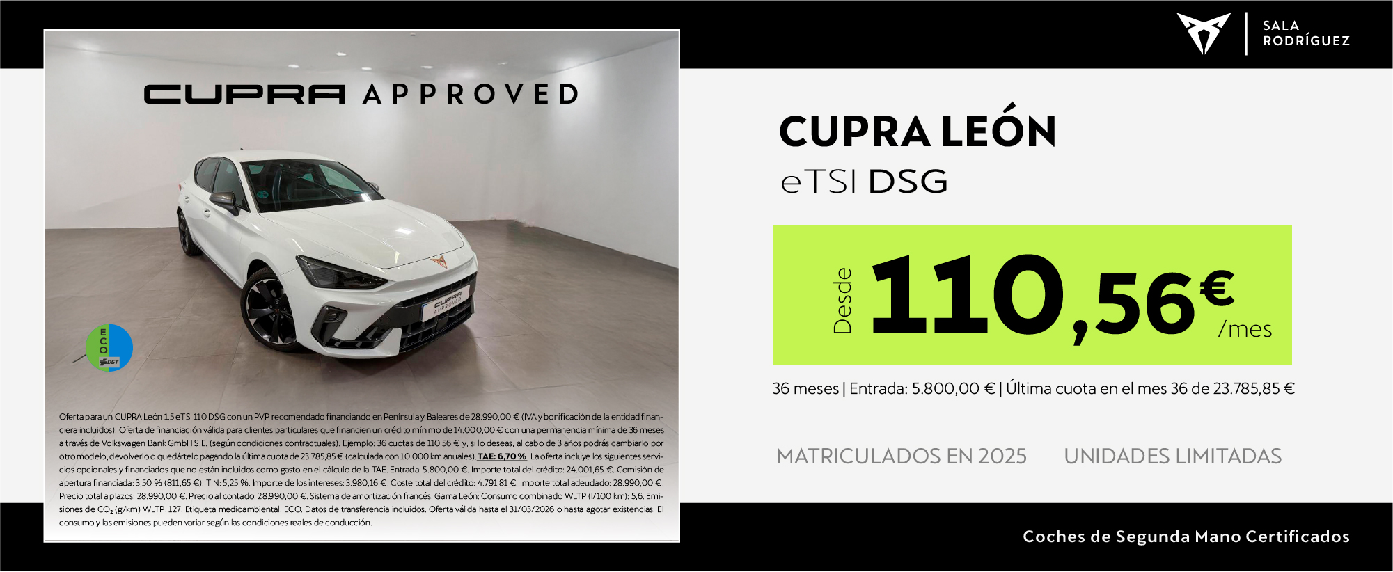 ¡Ocasión! CUPRA León eTSI desde 110,65€/mes*